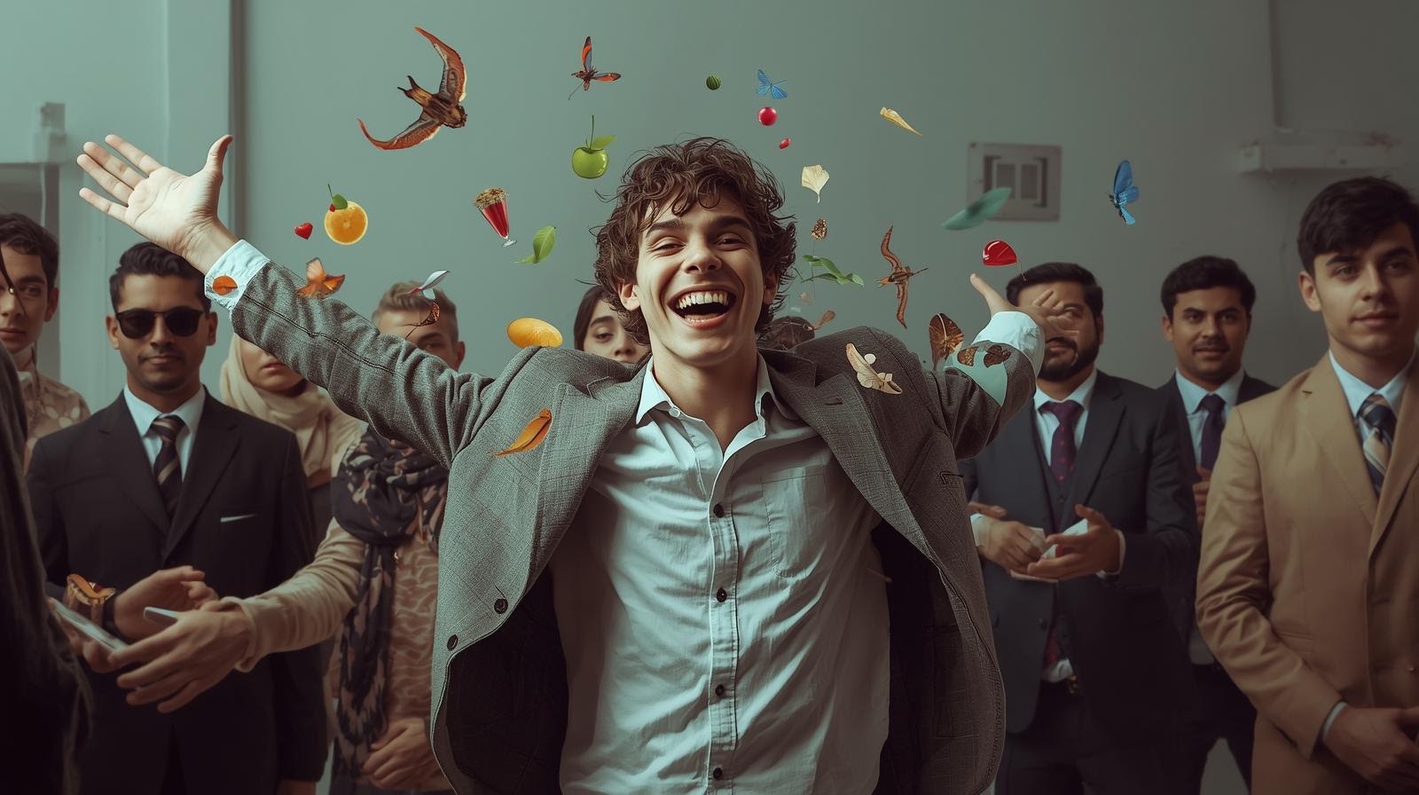 persona (joven) siendo si misma con sus gustos, feliz de hacerlo, frente a el resto de la sociedad que impone otros modelos